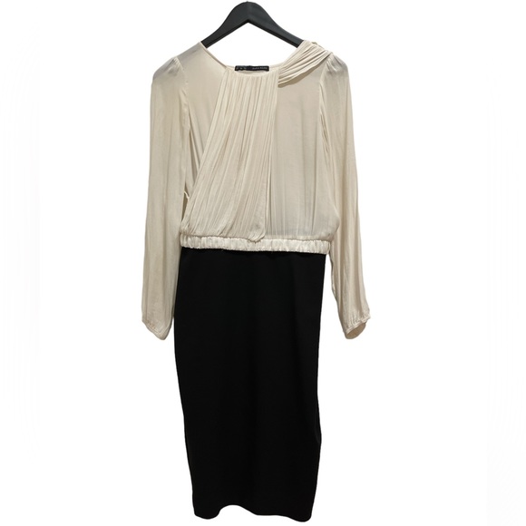 Zara Ivory Chiffon Ruffle Dress size M - Picture 1 of 2